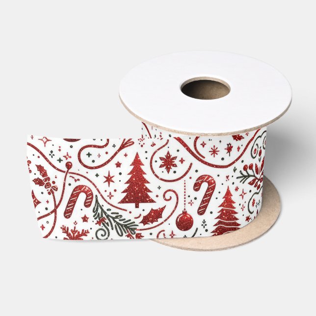  Red White Christmas Satin Ribbon (Spool)