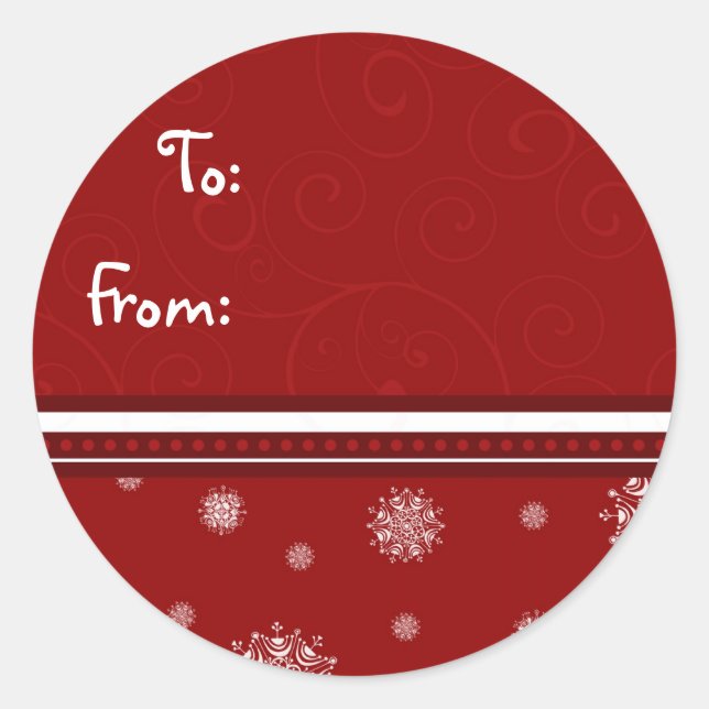 Red White Christmas Snowflake Gift Tags (Front)