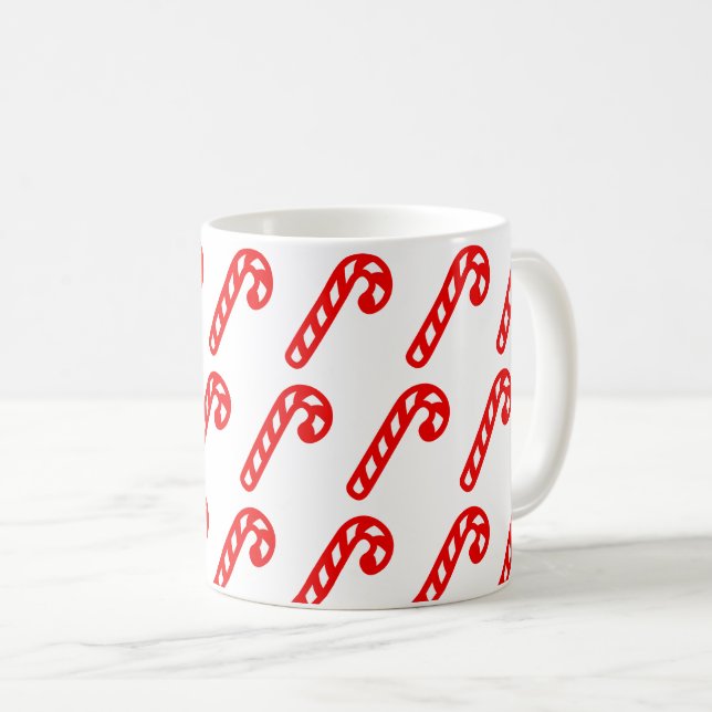 Red White Christmas Sticks Minimal Coffee Mug (Front Right)