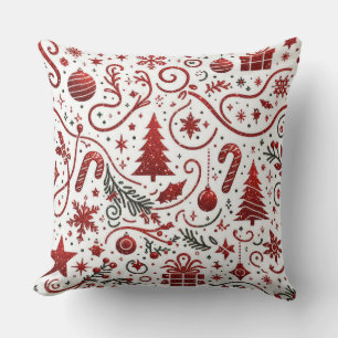  Red White Christmas Throw Pillow