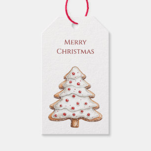 Red White Christmas Tree Cookie Gift Tags