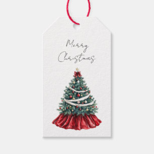 Red White Christmas Tree Gift Tags