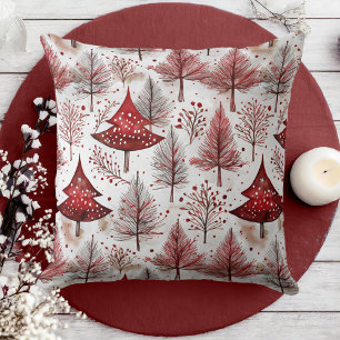 Red White Christmas Tree Pattern#4 ID1009 Cushion
