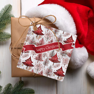 Red White Christmas Tree Pattern#4 ID1009 Favour Tags