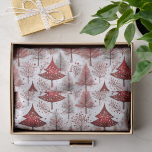 Red White Christmas Tree Pattern#4 ID1009 Tissue Paper