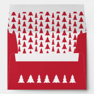 Red White Christmas Trees Printed Return Address Envelope