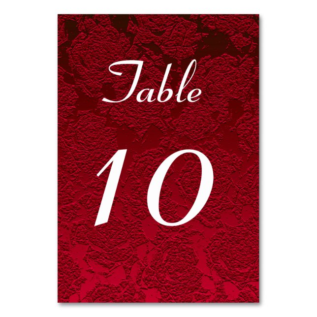 Red White Christmas Winter Wedding Reception Table Number (Front)