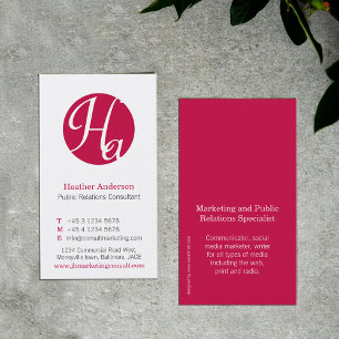 Red & white circle initial modern business card