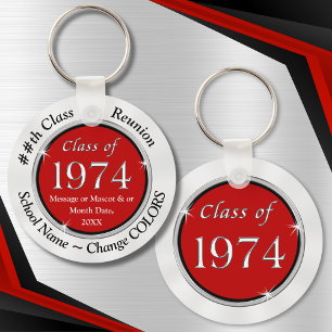 Red, White, Class of 1974 Reunion Ideas, 50 Years Key Ring