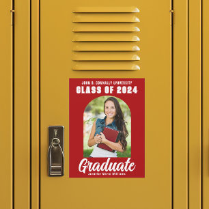Red White Class of 2025 Photo Graduation Magnet