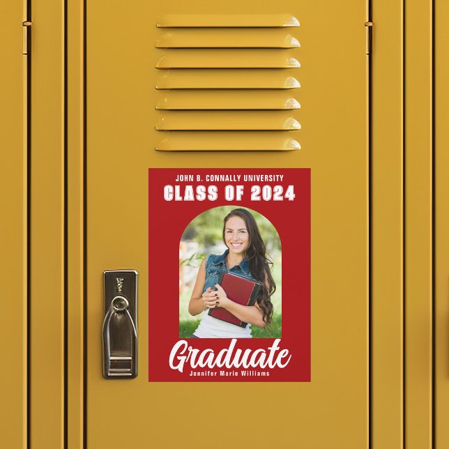 Red White Class of 2025 Photo Graduation Magnet (Creator Uploaded)