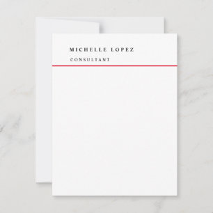 Red White Classical Elegant Plain Professional Card