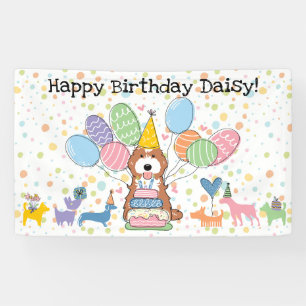 Red White Cockapoo Cavapoo Dog Birthday Party Banner