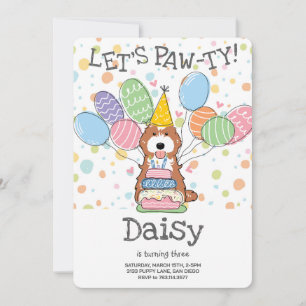 Red White Cockapoo Cavapoo Dog Birthday Party Invitation