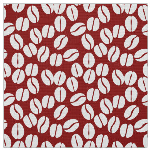 Red white coffee beans pattern fabric