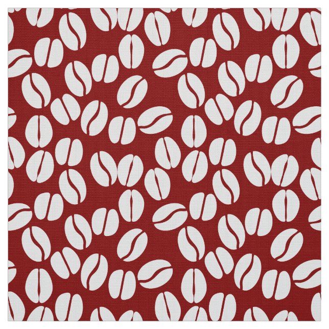 Red white coffee beans pattern fabric (Swatch)