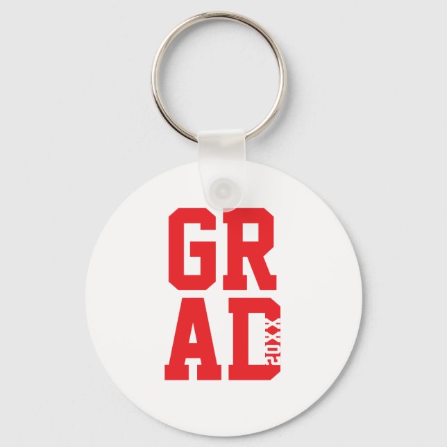 Red White College Colours Graduation Keepsake Key  Ring (Front)