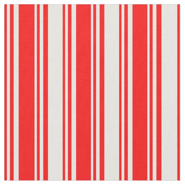 Red & White Coloured Stripes/Lines Pattern Fabric (Close Up)