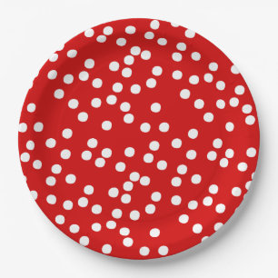 Red & White Confetti / Polkadots Paper Plate
