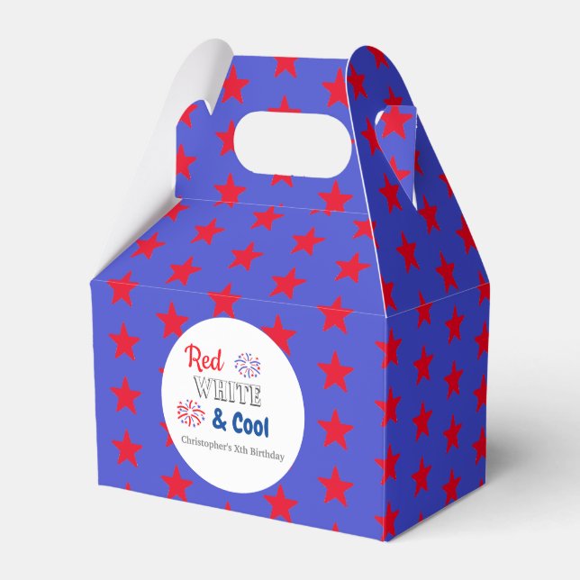 Red White & Cool 4th of July Birthday Favour Box (Front Side)