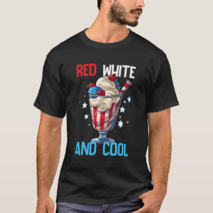 Red White Cool Ice Cream July 4Th Independence Day T-Shirt