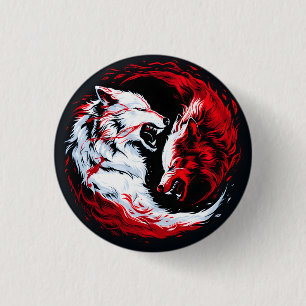 Red White Cosmic Wolf Warrior 3 Cm Round Badge