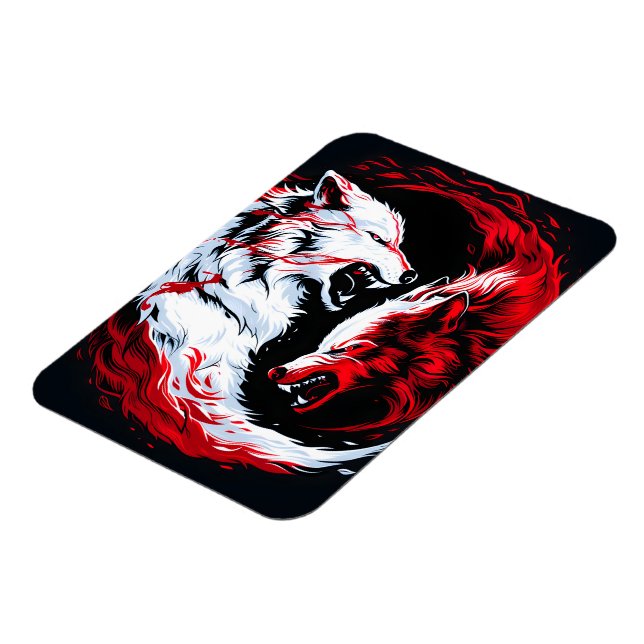 Red White Cosmic Wolf Warrior Magnet (Left Side)