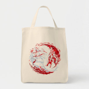 Red White Cosmic Wolf Warrior Tote Bag