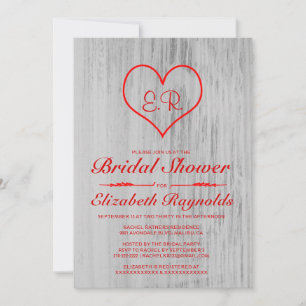 Red & White Country Bridal Shower Invitations
