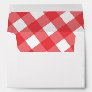 Red & White Country Gingham Chequered Invitation Envelope