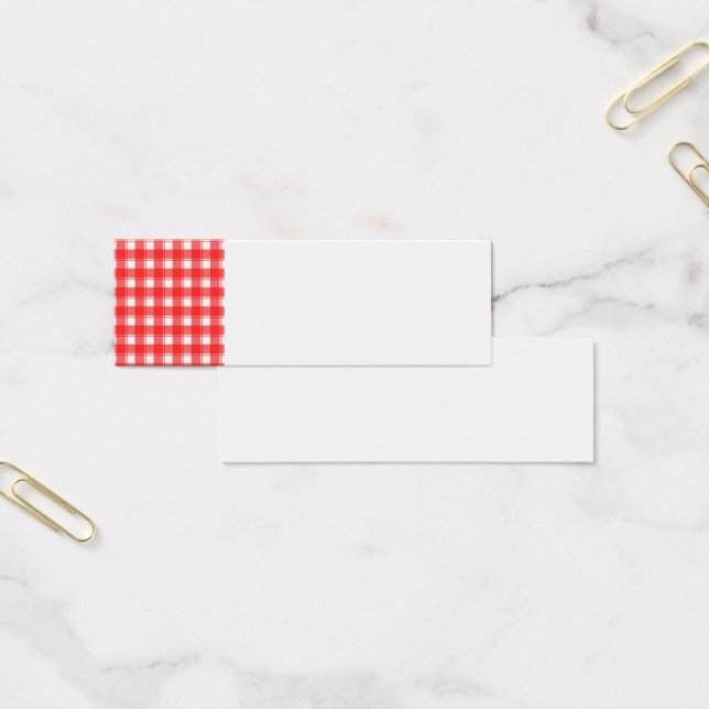 Red White Country Stripe Plaid Blank Business Card (Office)