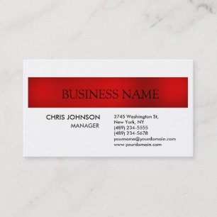 Red White Creative Chic Modern Business Card