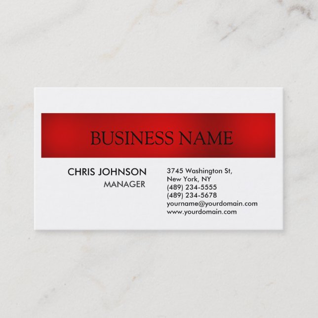 Red White Creative Chic Modern Business Card (Front)
