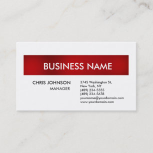 Red White Creative Trendy Modern Business Card