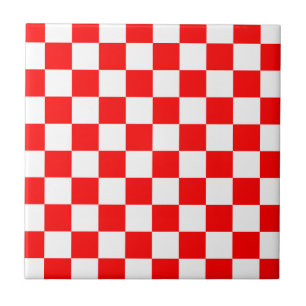 Red White Croatian Checkerboard Pattern Tile
