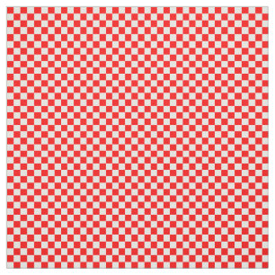 Red White Croatian Chequerboard Pattern Fabric