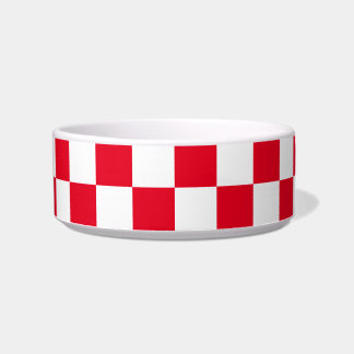 Red White Croatian Chequered Geometric Pattern Bowl