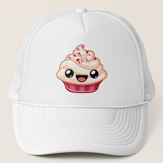 Red/White Cupcake - Happy Jump Trucker Hat (Front)