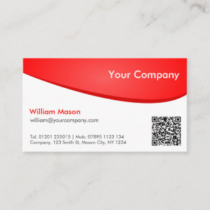 Red White Curved, Professional QR Business Card