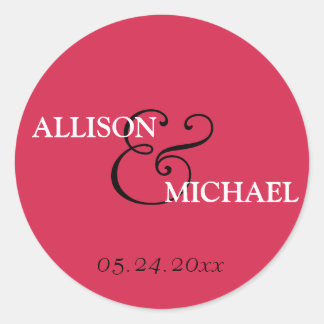 Red white custom ampersand wedding favour label