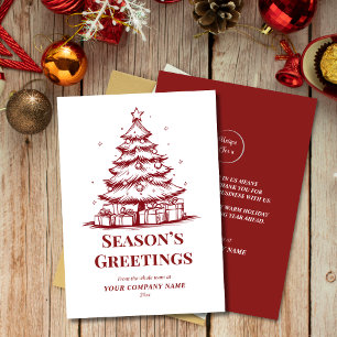 Red & White Custom Logo Business Christmas  Holiday Card