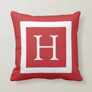 Red White Custom Monogram Cushion