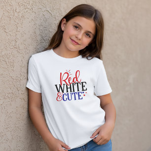 Red White Cute 4th July T-Shirt for Kids