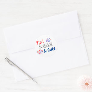 Red White & Cute 4th of July Classic Round Sticker