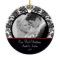 Red & White Damask Photo First Christmas Ornament