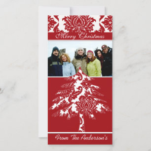 Red & White Damask Pine Holiday Family Pictures