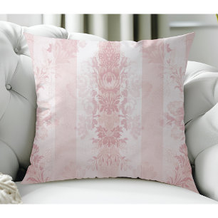 Red & White Damask Stripes on Satin Cushion