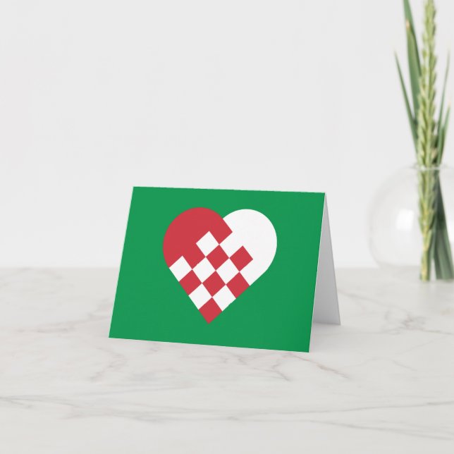 Red White Danish Heart Holiday Card (Front)