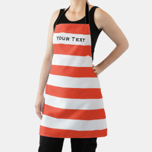Red & White Deckchair Stripes Personalised Apron