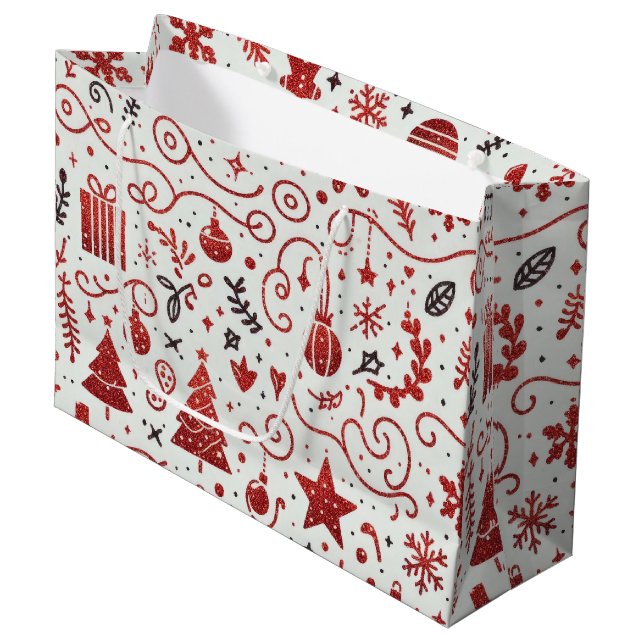 Red White Decorative Holiday Gift Bag (Front Angled)